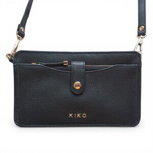 Kiko Pebbled Leather Wallet Crossbody – Black